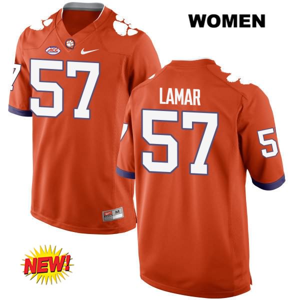 Women's Clemson Tigers #57 Tre Lamar Stitched Orange New Style Authentic Nike NCAA College Football Jersey DKN0846XN